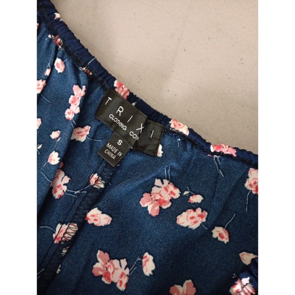 VTG Tixxi Y2K Babydoll Dress Womens Small Blue Dainty Floral Fairy Milkmaid 90's - Picture 9 of 11